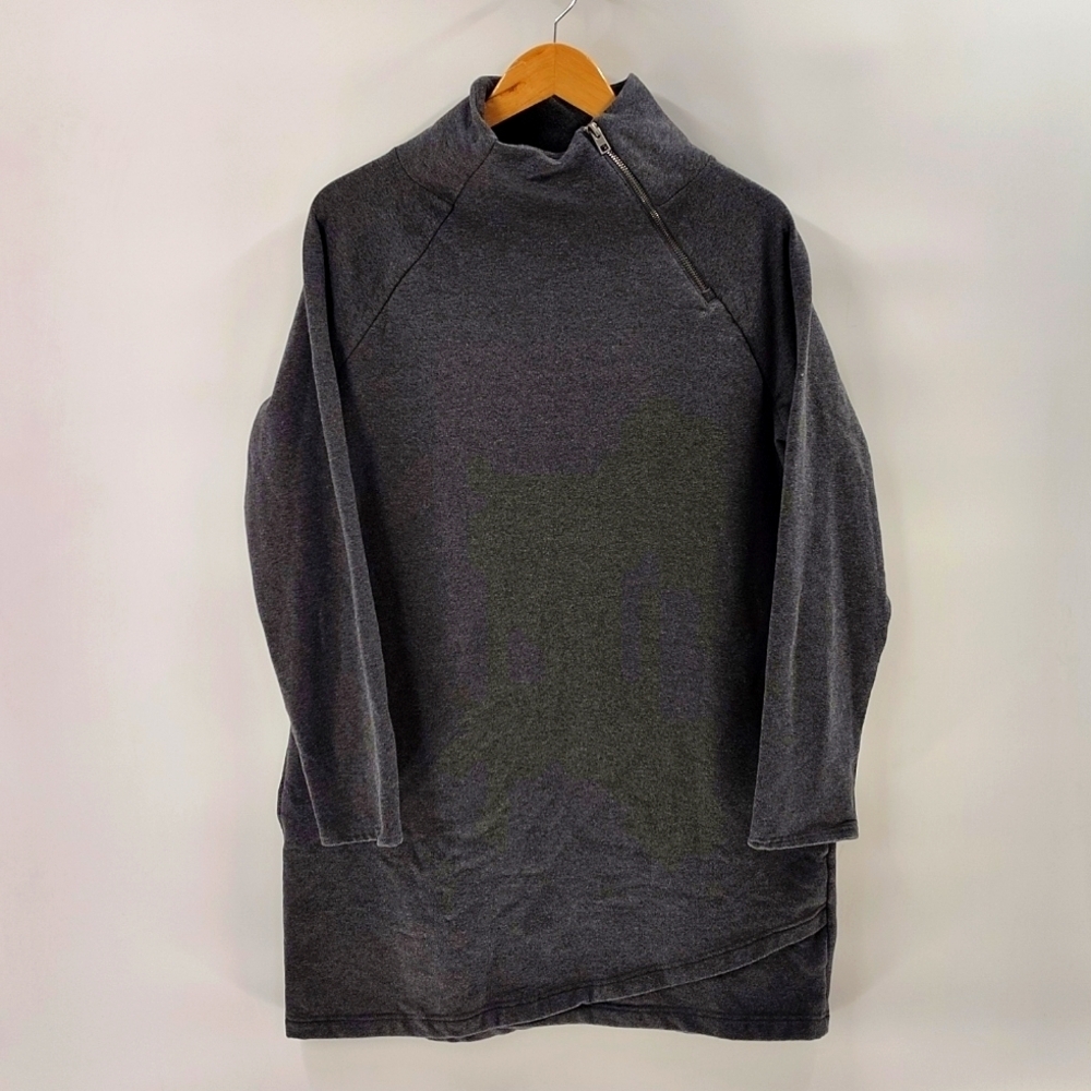 Earth Yoga Women’s XL Charcoal Organic Cotton Funnel Neck Pullover Pockets
